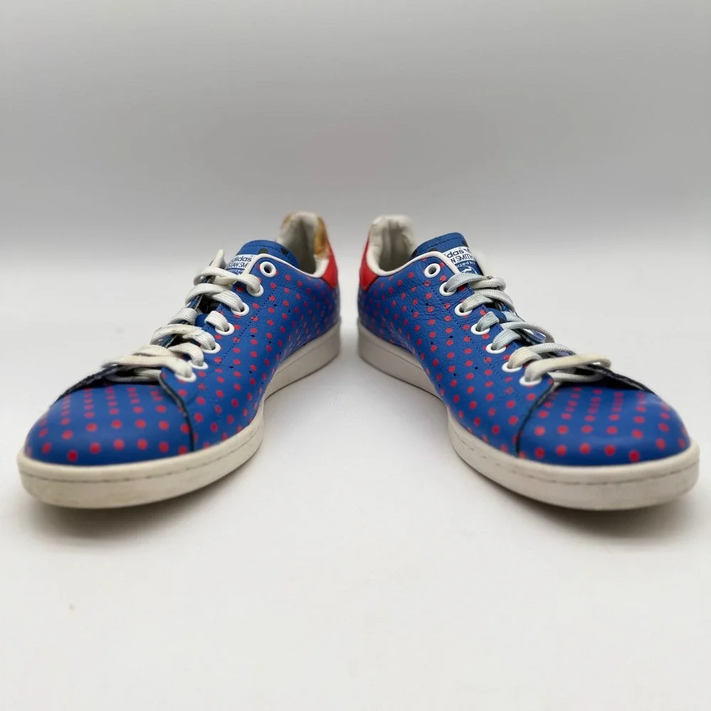 Adidas Mens 10.5 Pharrell Williams Stan Smith Blue Red Polka Dot B25400